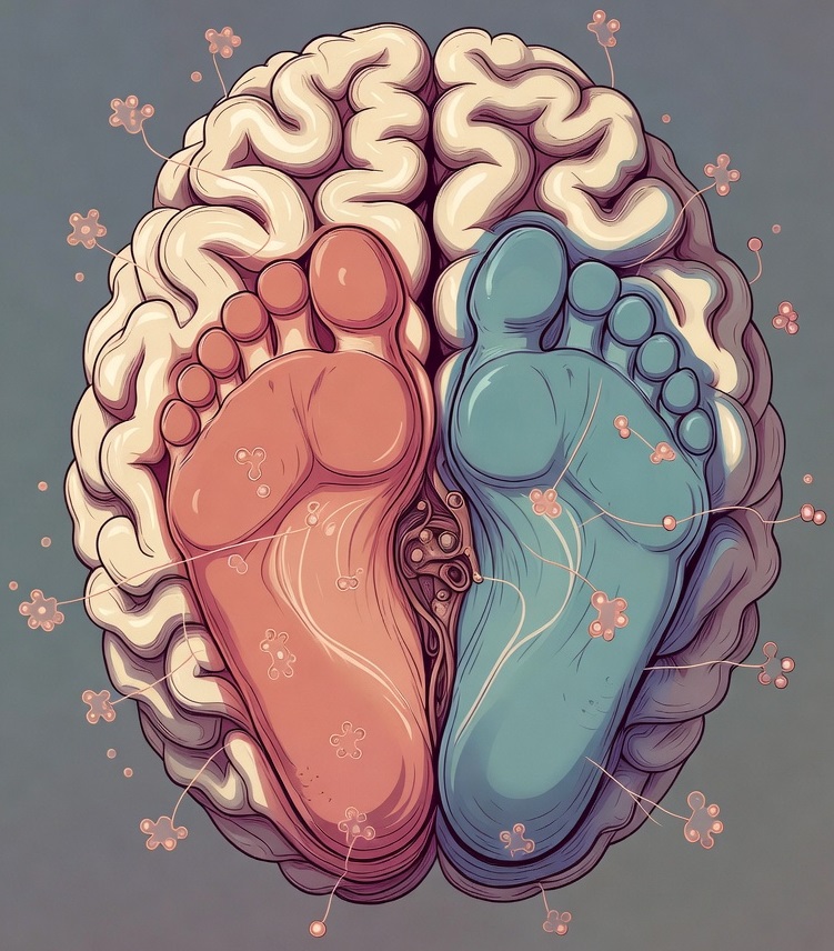 Zones cérébrales adjacentes dans le cortex somatosensoriel